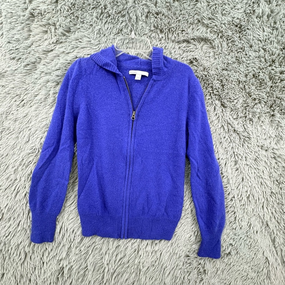 Old Navy Hoodie Womens Large Cashmere Full Zip Blue Balloon Sleeves Ribbed